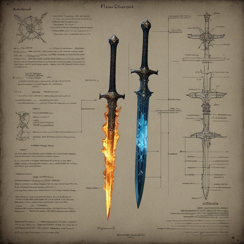 Blueprint of Flaming Sword Design
