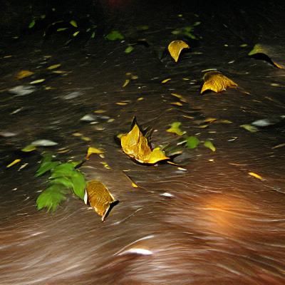 Stormy Autumn Night: Leaves Falling in the Wind