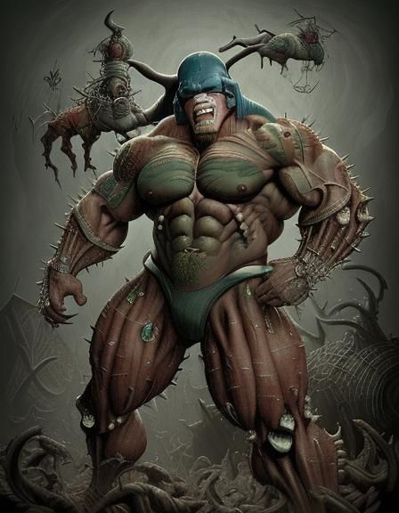 Hypermuscular Muscle Golem in Veiny Fleshworld Apocalypse