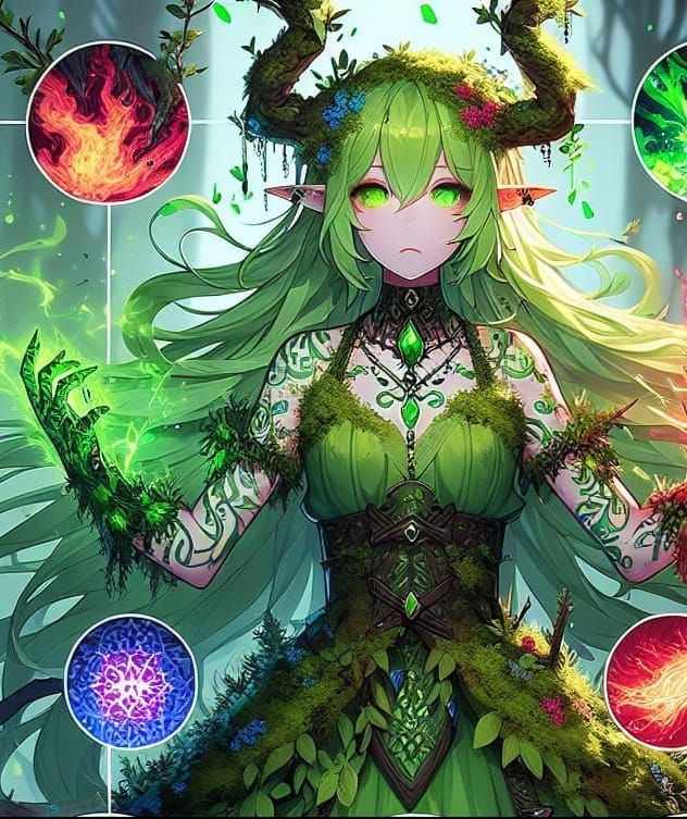 Anime Dryad Elementalist Battles Demon in 8K