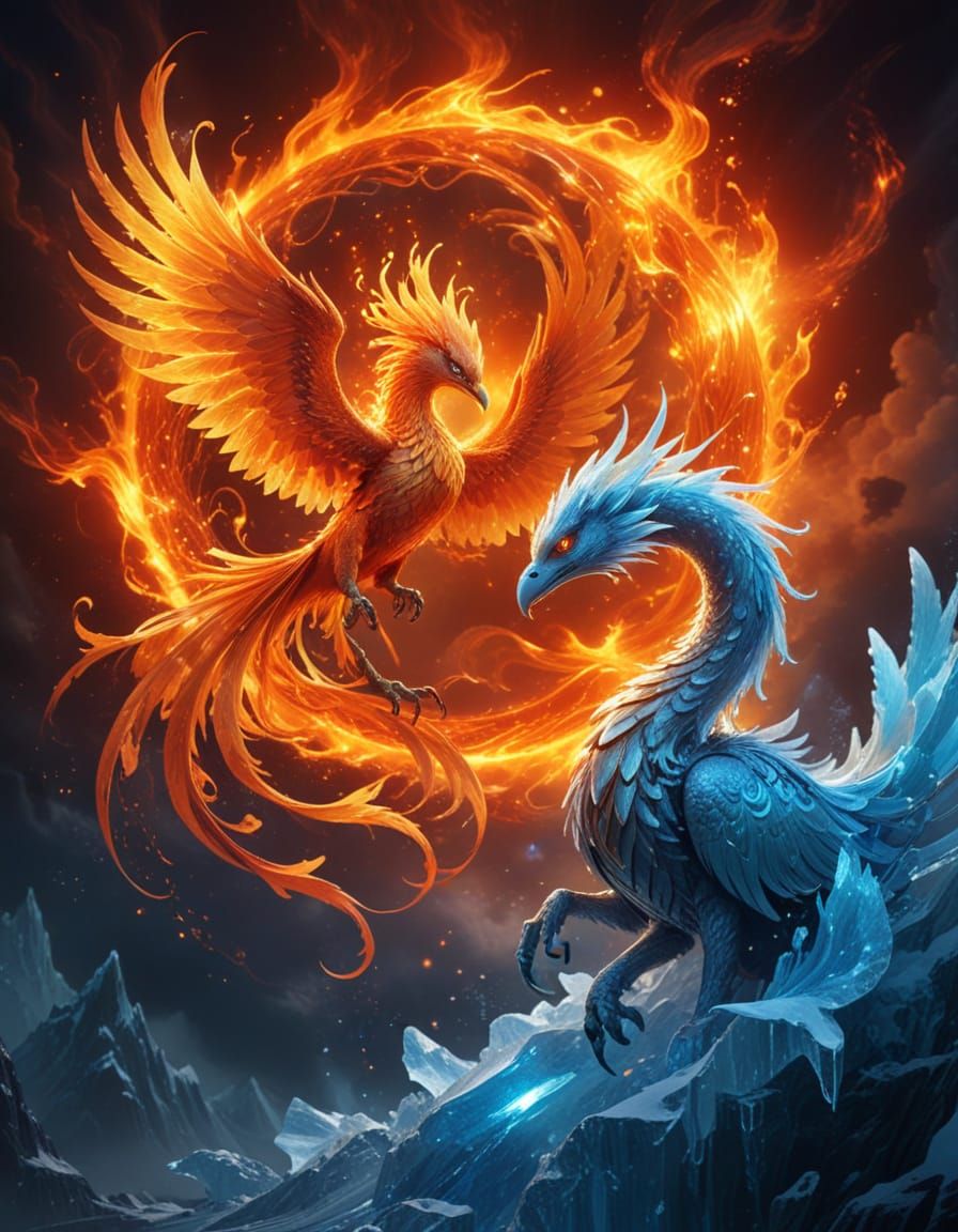 Ice Dragon and Solar Wind Phoenix Concept Art