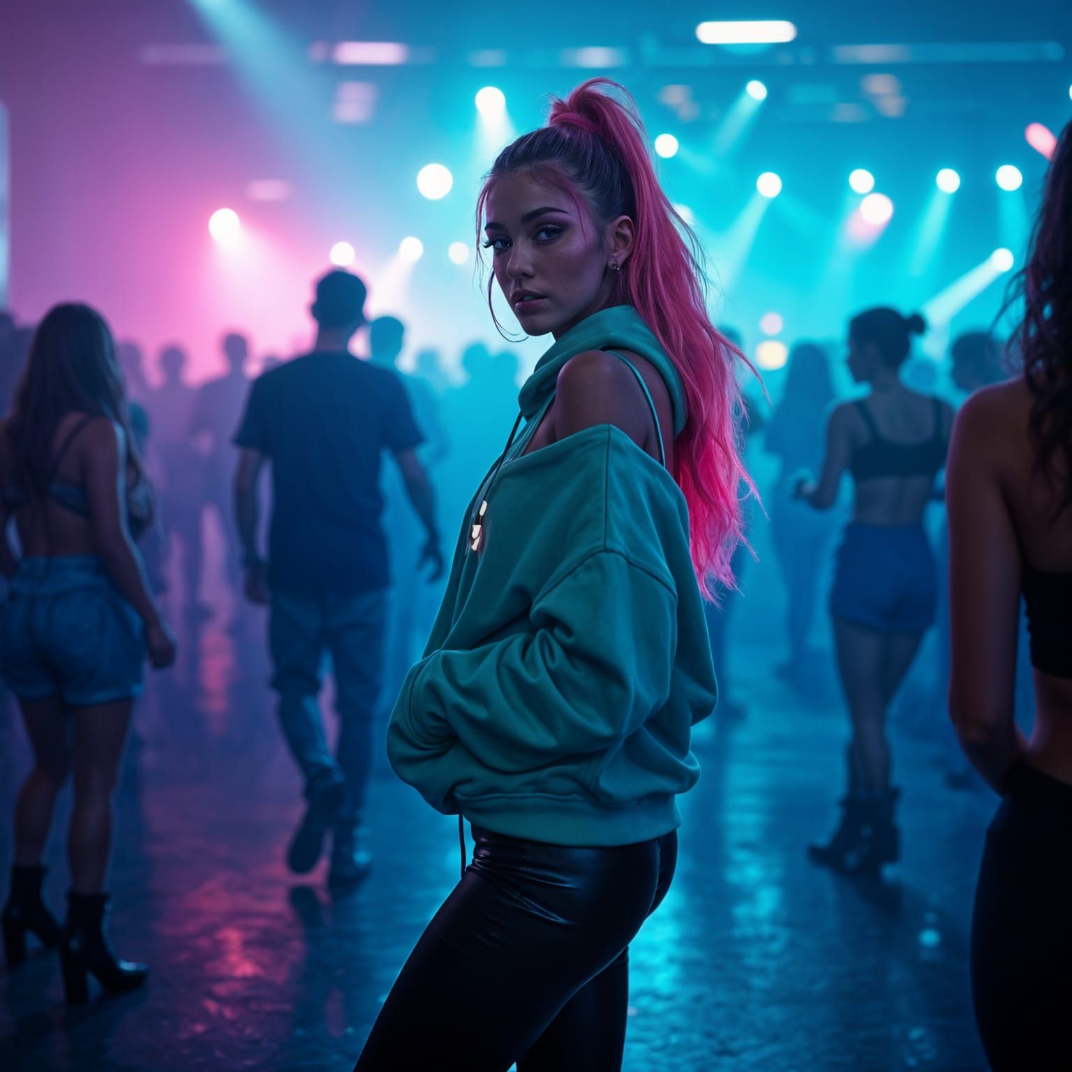 Cyberpunk Raver in Neon-Lit Club, Cinematic 8K