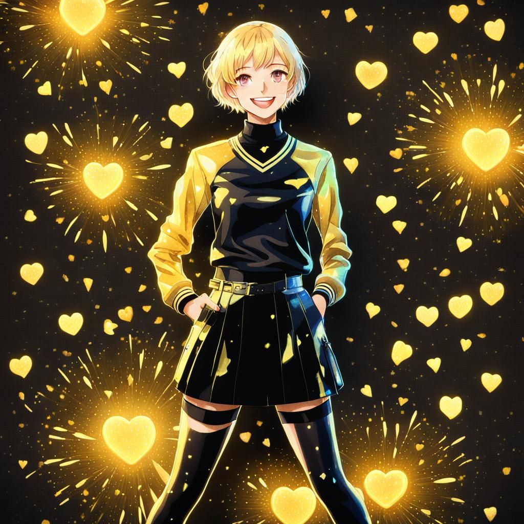 Glittering Anime Woman in Watercolor Style