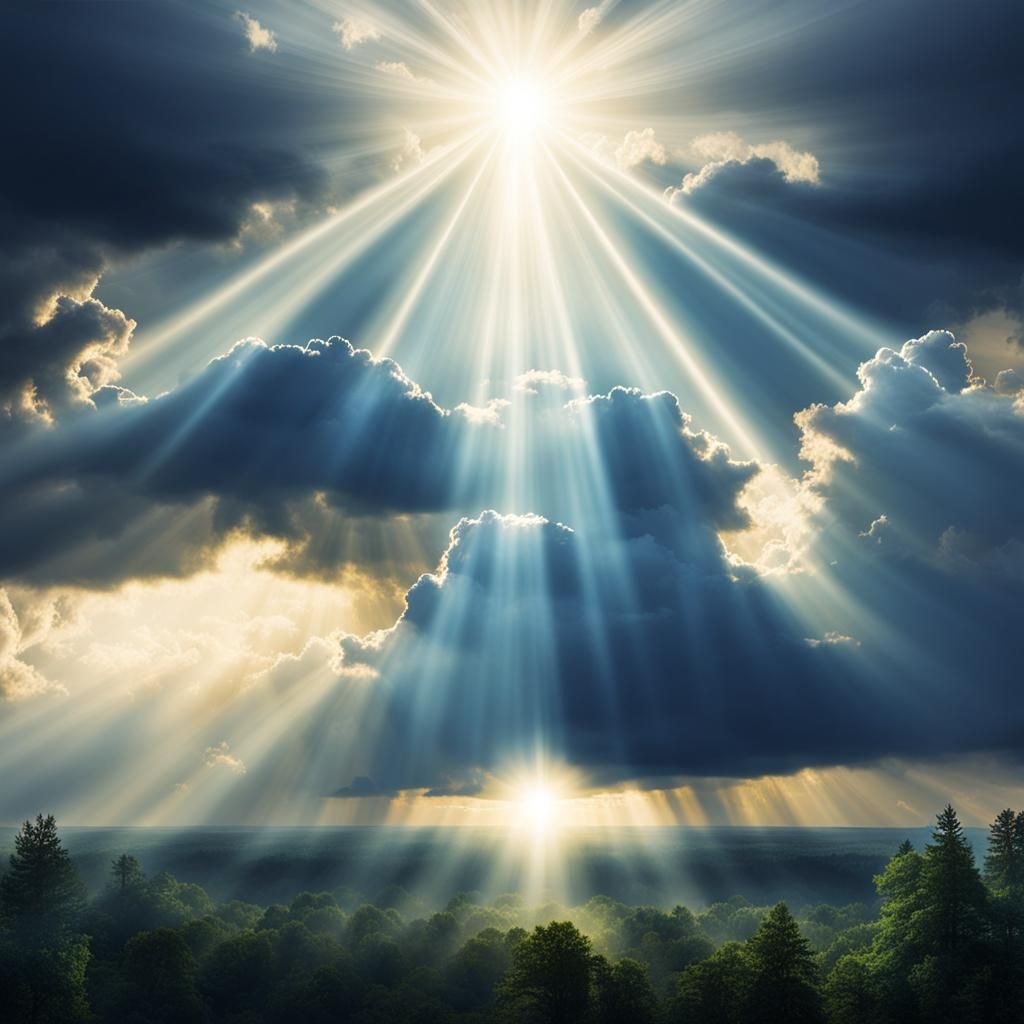 Mythic God Descends in Cloudy Sky