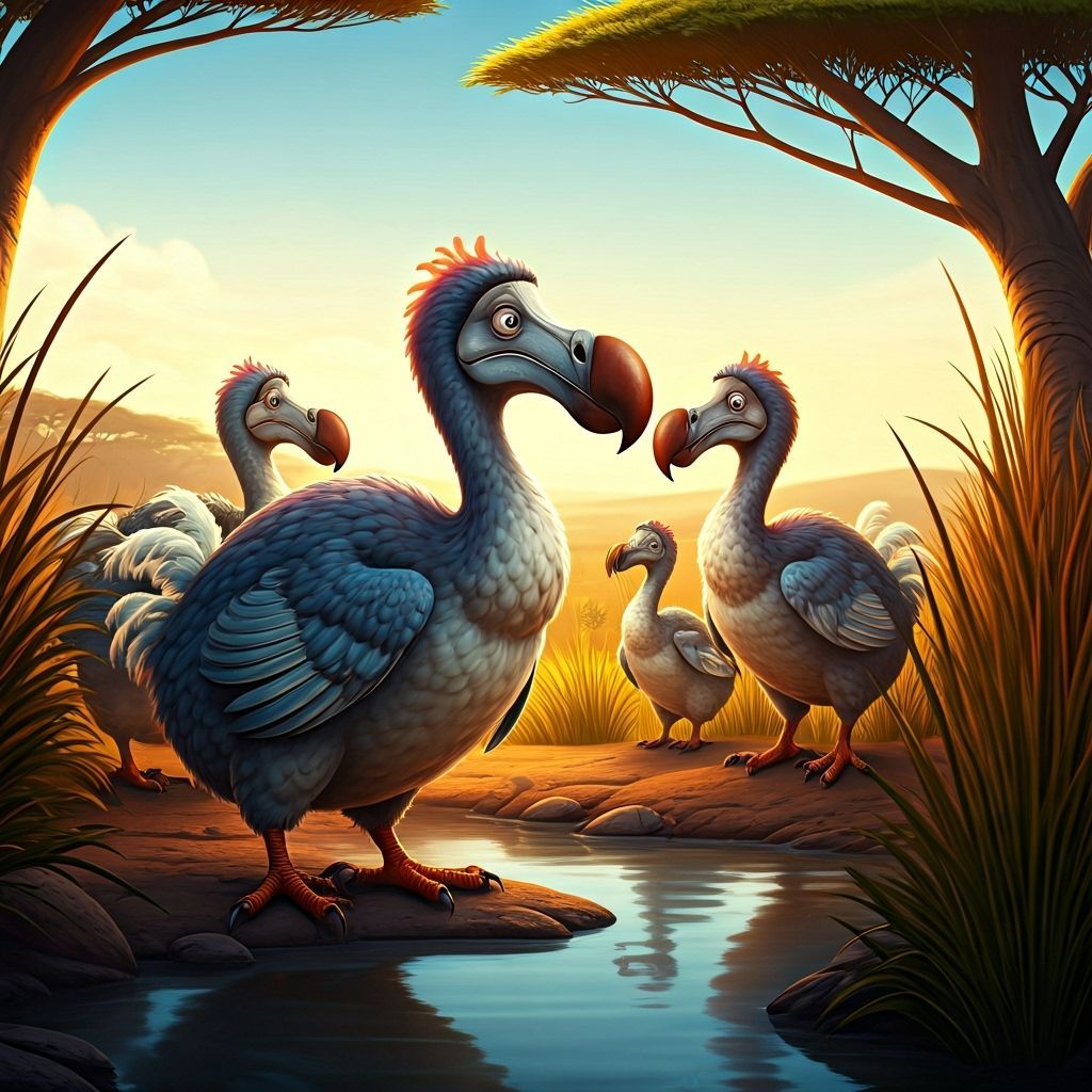 Dodo Birds in Madagascar, Pixar-Style Digital Art