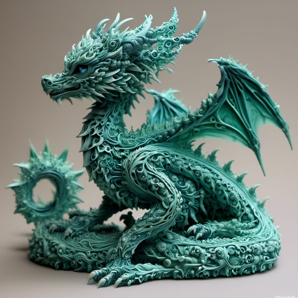 Psychedelic Fractal Dragon in Abstract 3D Design