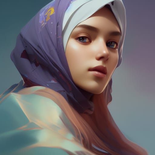 Seeu Hijab Portrait in Artgerm Style