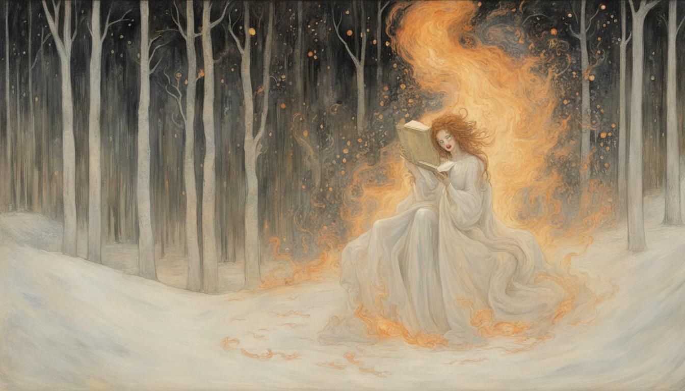 Fiery Demon Girl in Klimt Style