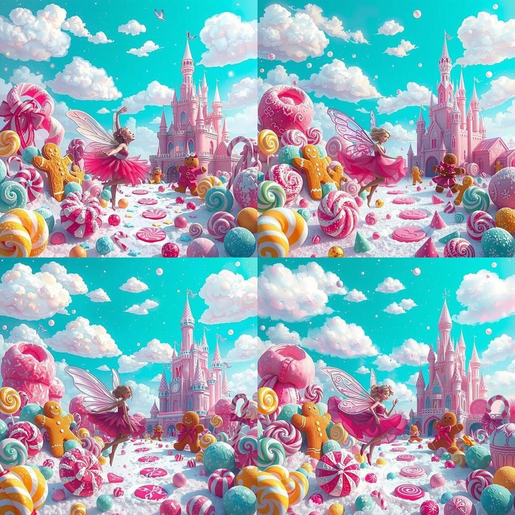 Whimsical Pink Fairy in a Sugary Wonderland