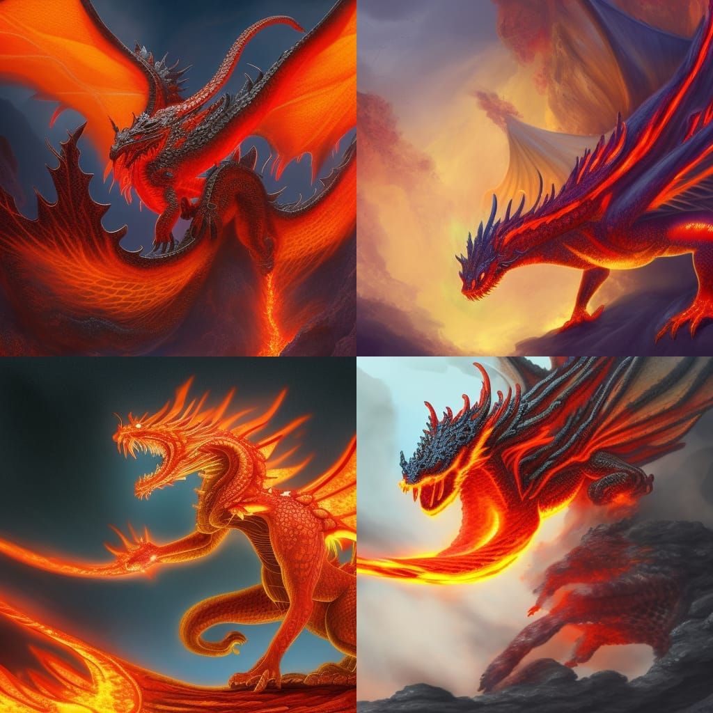 Lava Dragon in Volcano Garden: Hyperrealistic 8K