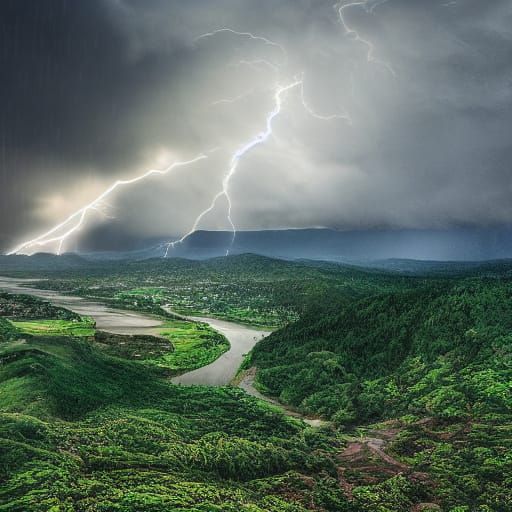 Epic Thunderstorm Over Mountains and Oceans