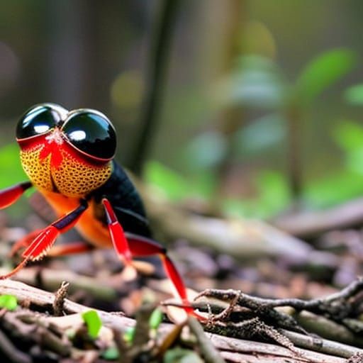 Smiling Woodlouse on Forest Floor, Ghibli-esque Chibi