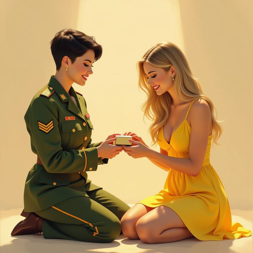 Lesbian Couple's Heartfelt Army Homecoming Proposal