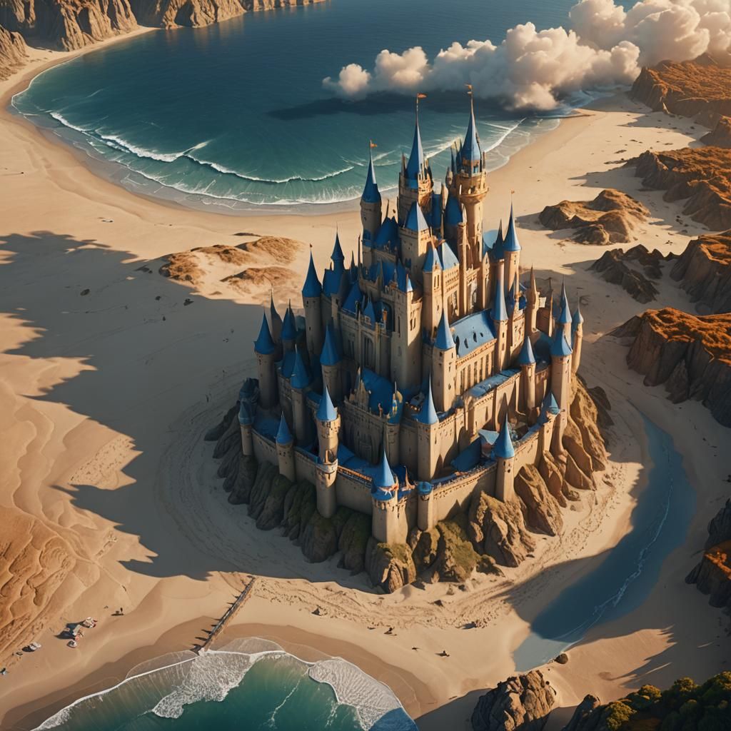 Majestic Boat-Shaped Castle on Sandy Beach