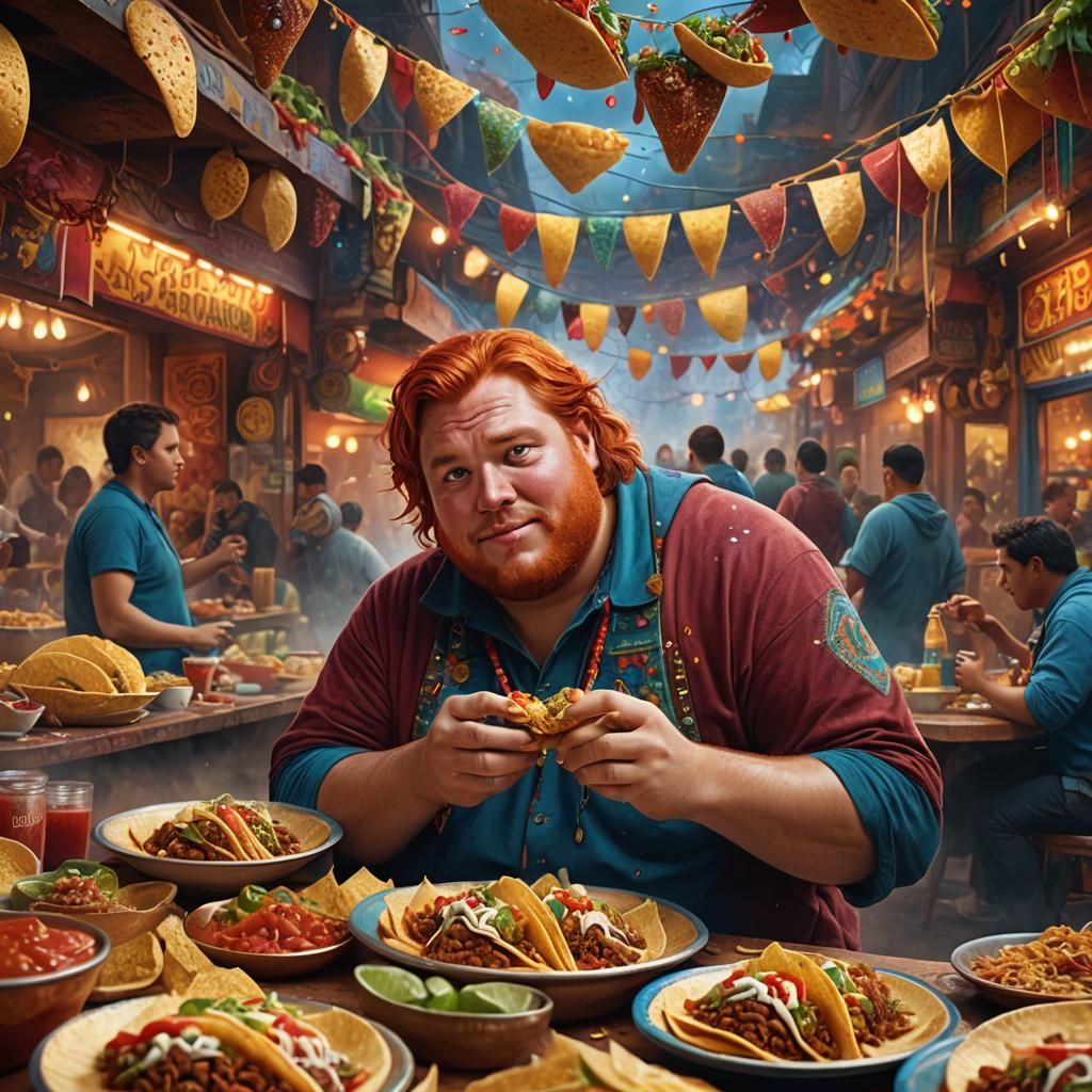 Mystical Marketplace Taco Feast: Digital Matte Painting