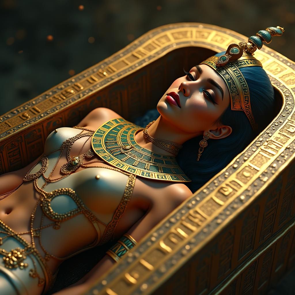 Cleopatra in Sarcophagus: Fantastical Matte Painting