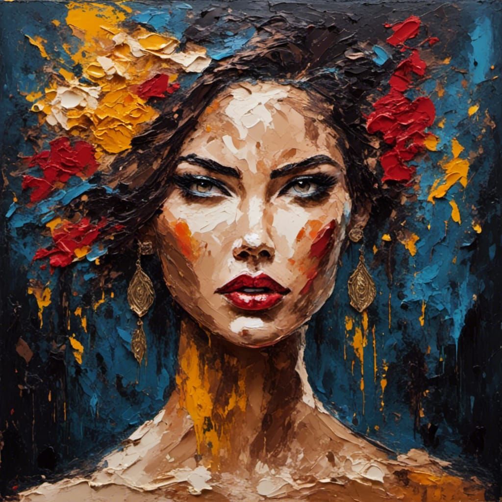 Emotive Portrait as Impasto Palette Knife Painting