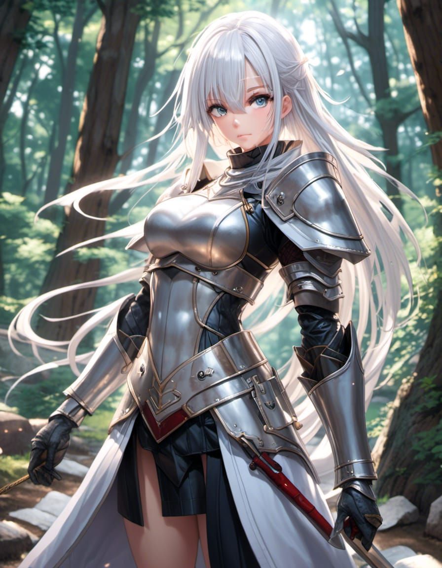 Anime Knight in Forest Armor