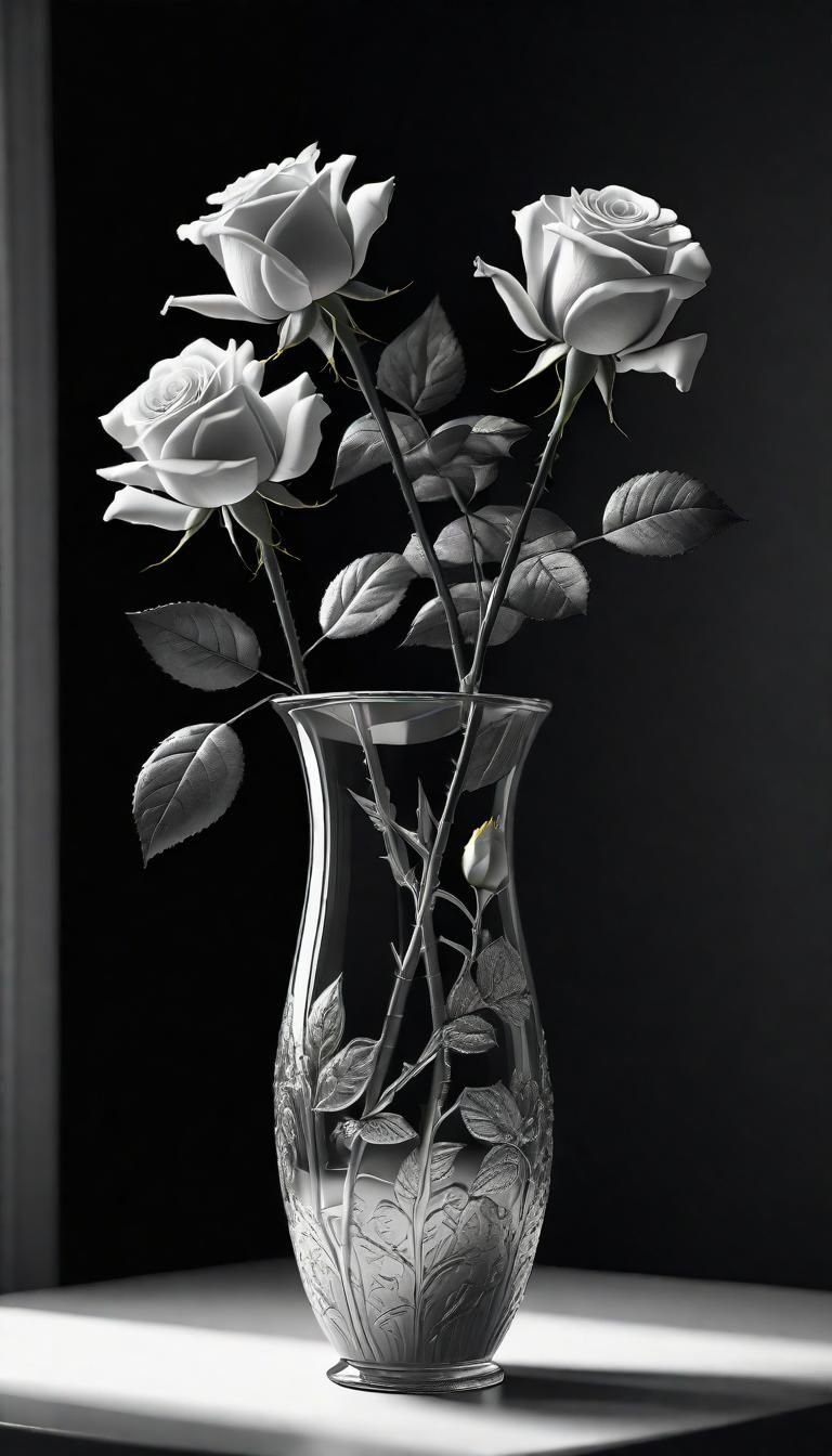 Monochrome Floral Photo with Vivid Yellow Rose