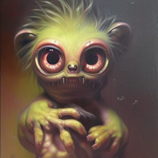 Cute Monster Portrait in Oil on Canvas