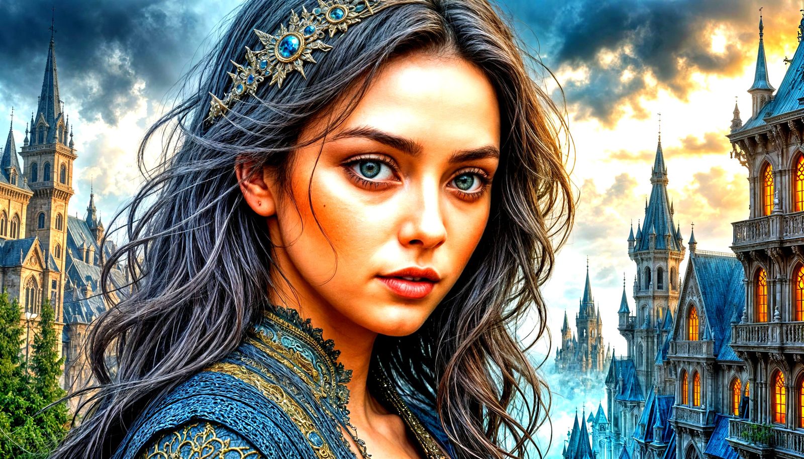 Ethereal Gothic Portrait in Maximalist Fairytale Style