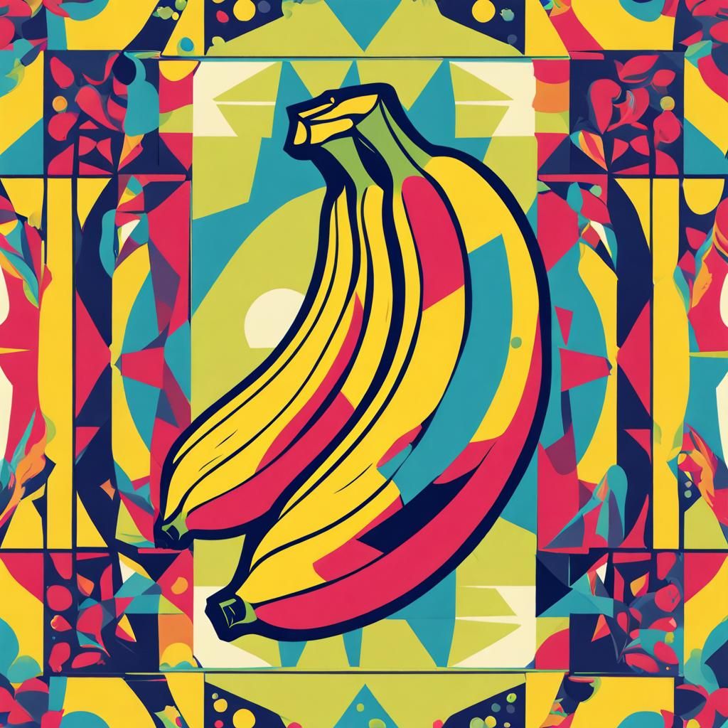 Banana Pop Art in Geometric Bauhaus Style