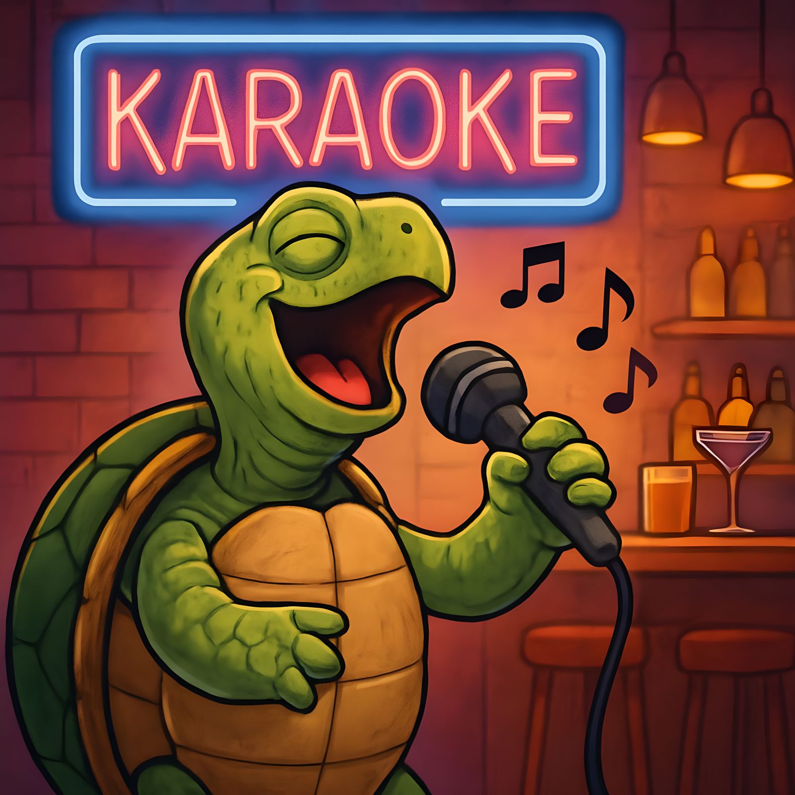 Singing Turtle Performing Karaoke