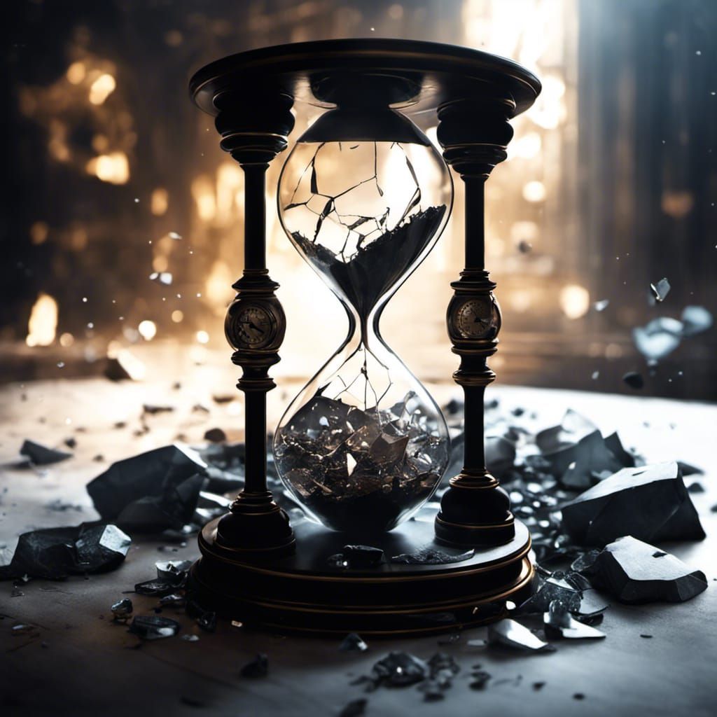 Broken Hourglass and Clock: Dark Concept Art
