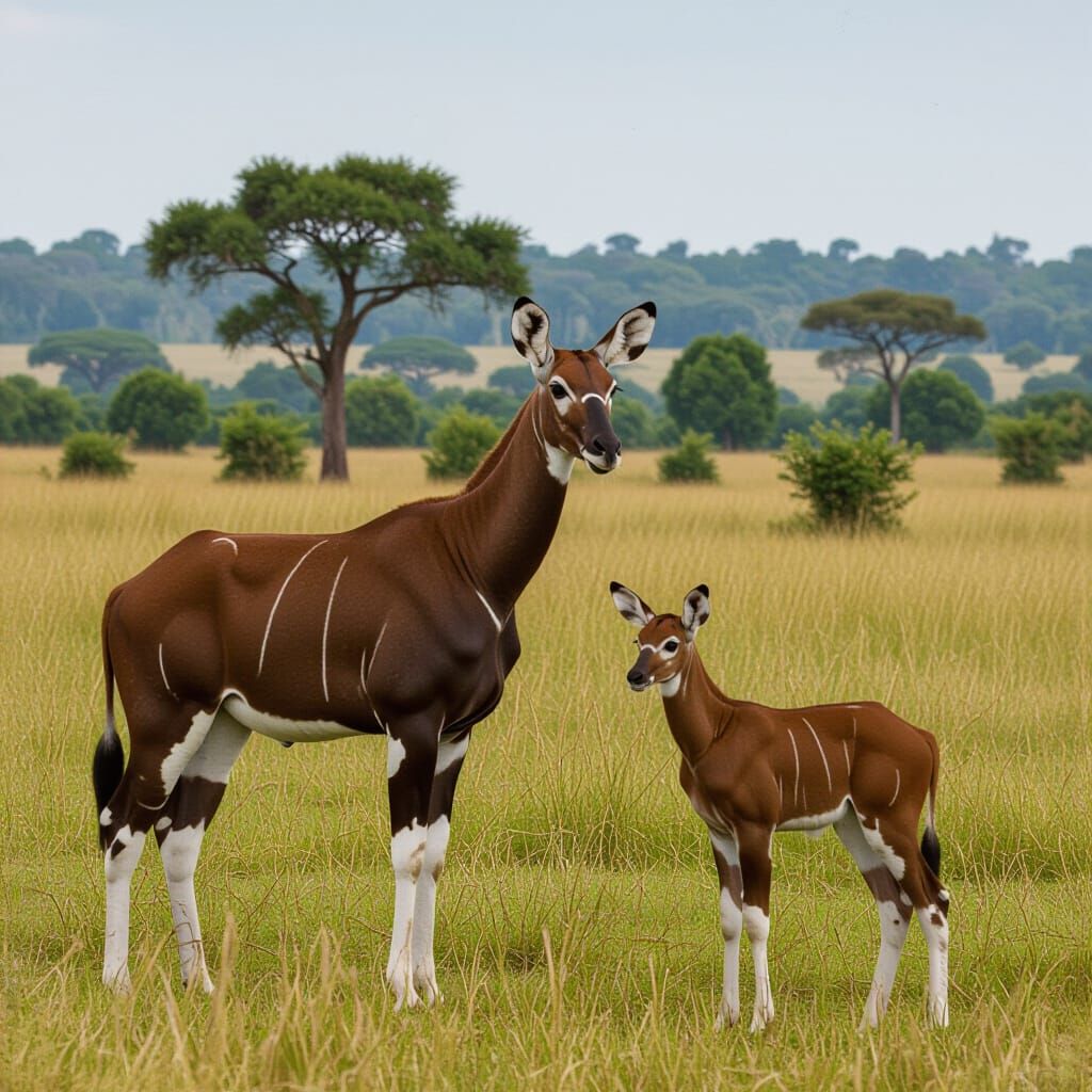 Okapi in the Savanna
