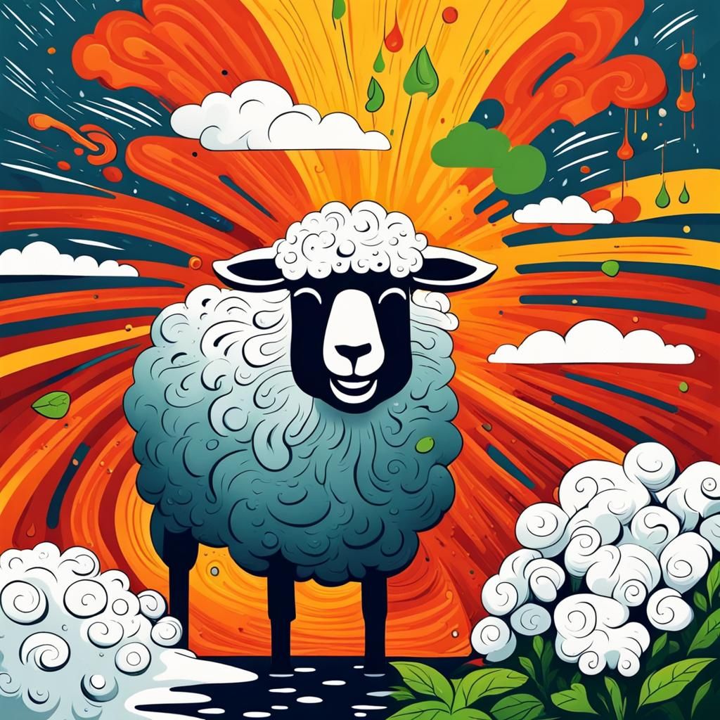 Abstract Art: Rain, Snow, Sun Mocking Sheep