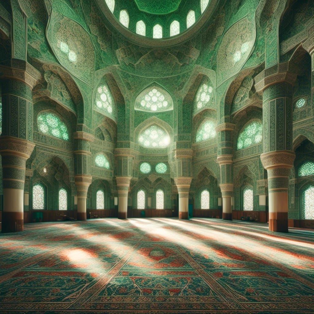 Green Mosque Interior in Ottoman Style