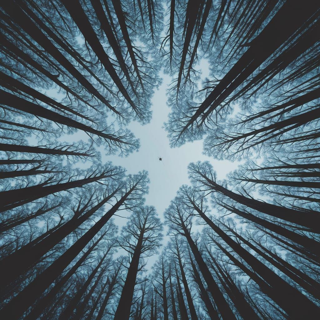 Magnified Leaf Veins Form a Colossal Forest Landscape