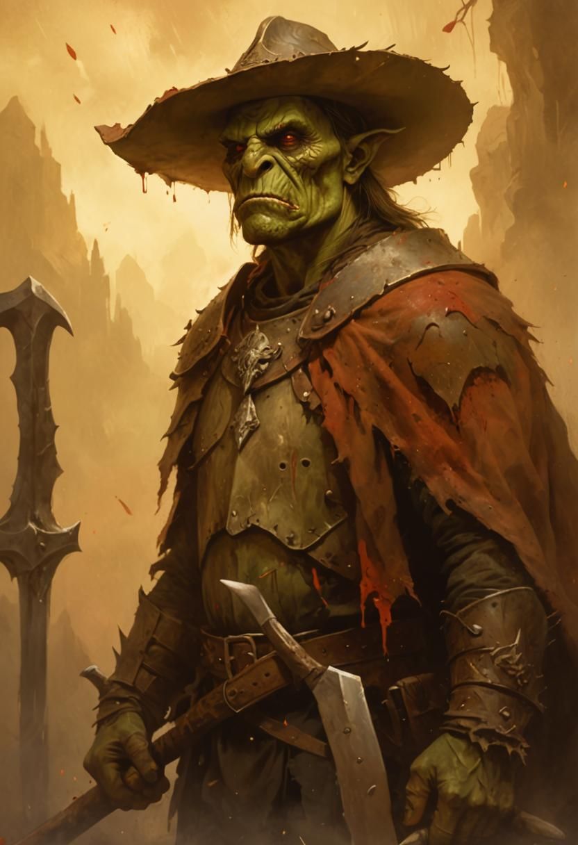 Medieval Orc Warrior in Dark Fantasy Style