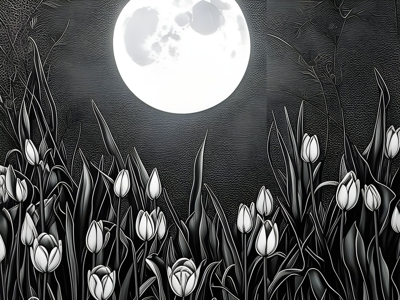 Tulips on Parisian Windowsill in Art Nouveau Style