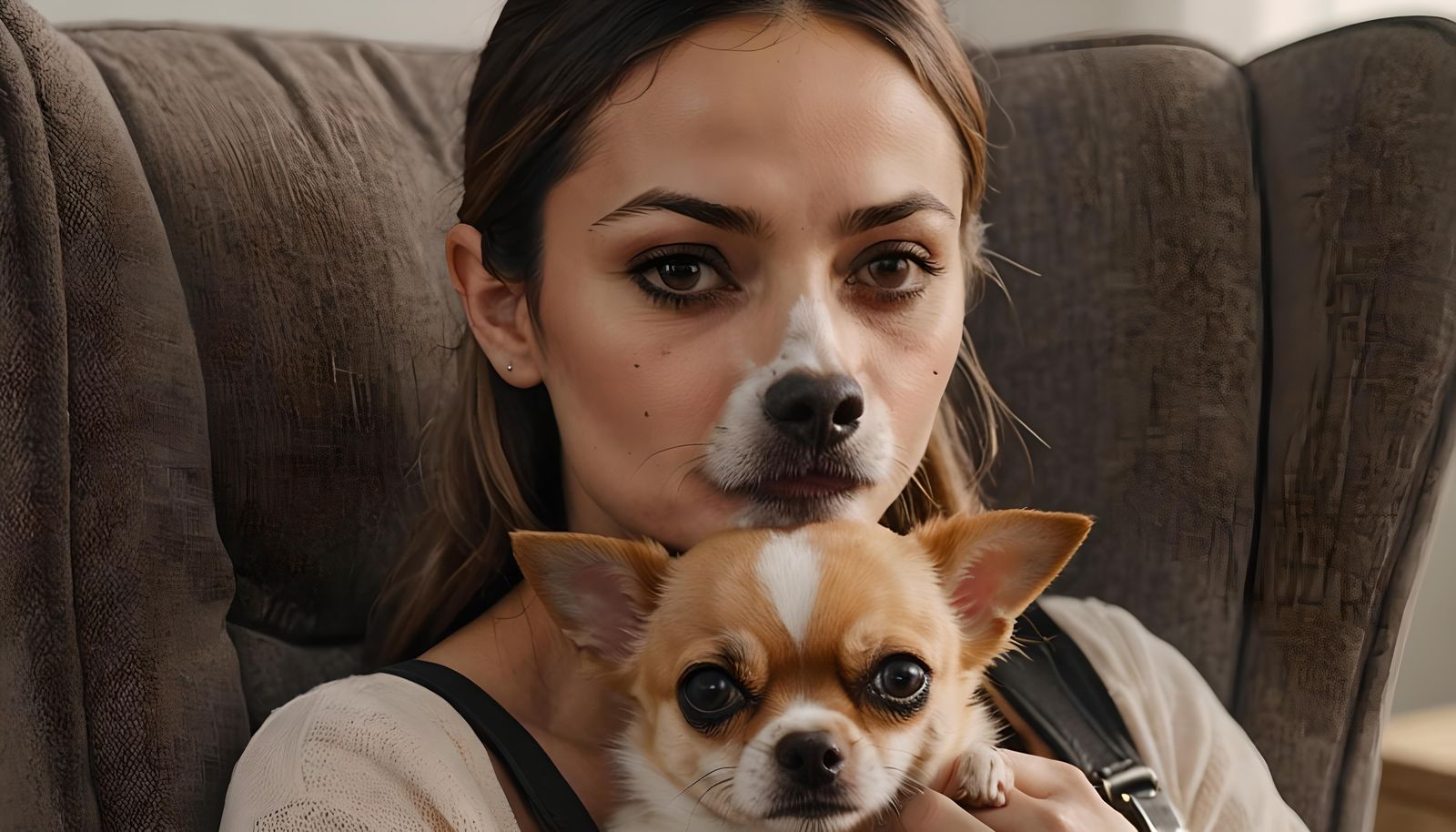 Woman and Chihuahua Affectionate Moment in 4K