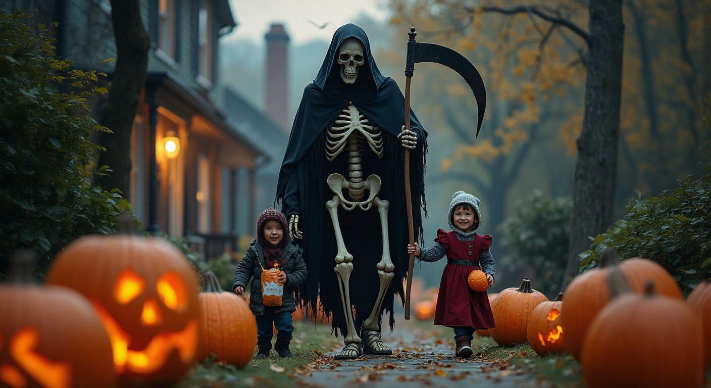 Death Goes Trick-or-Treating with Children