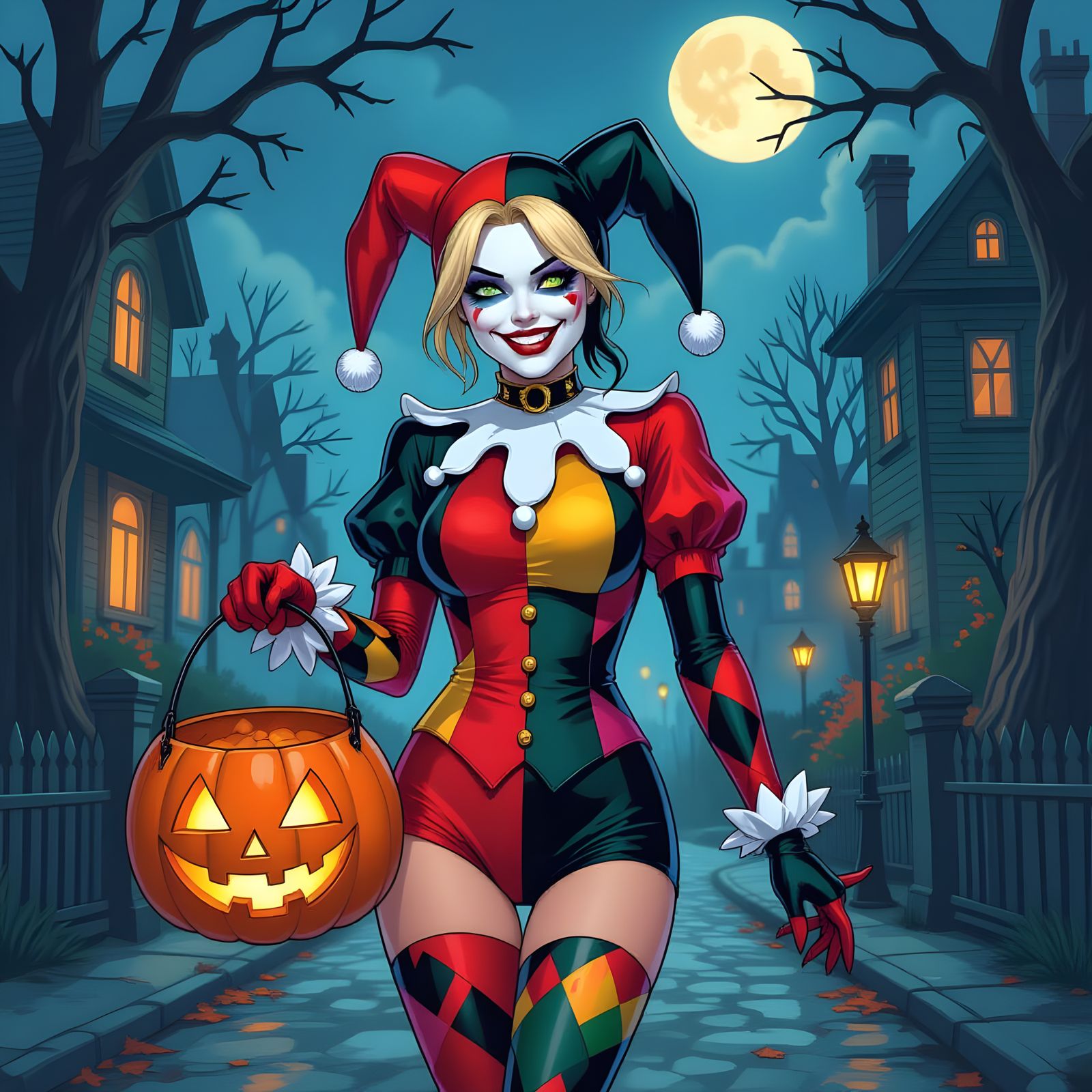 Harley Quinn Trick-or-Treating: Vibrant Jester