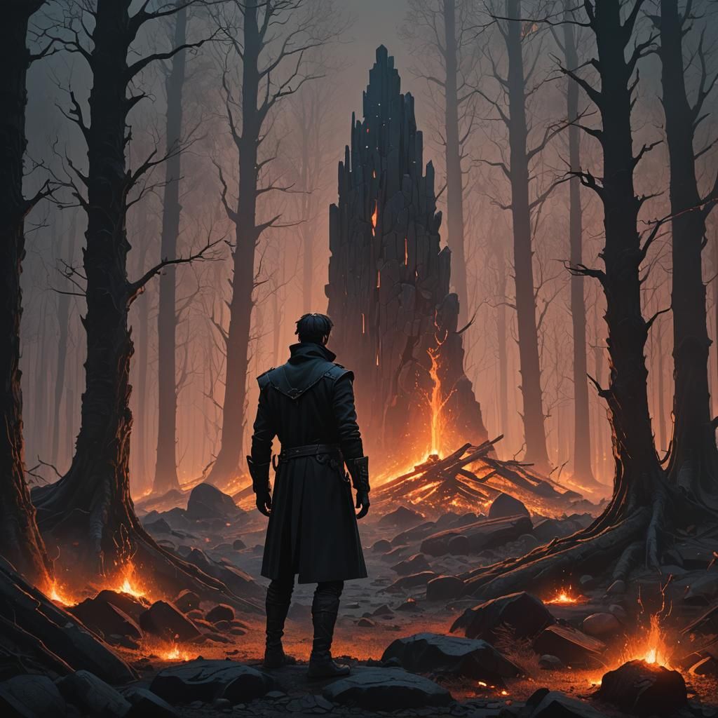 Mystical Prince in Dark Forest Concept Art