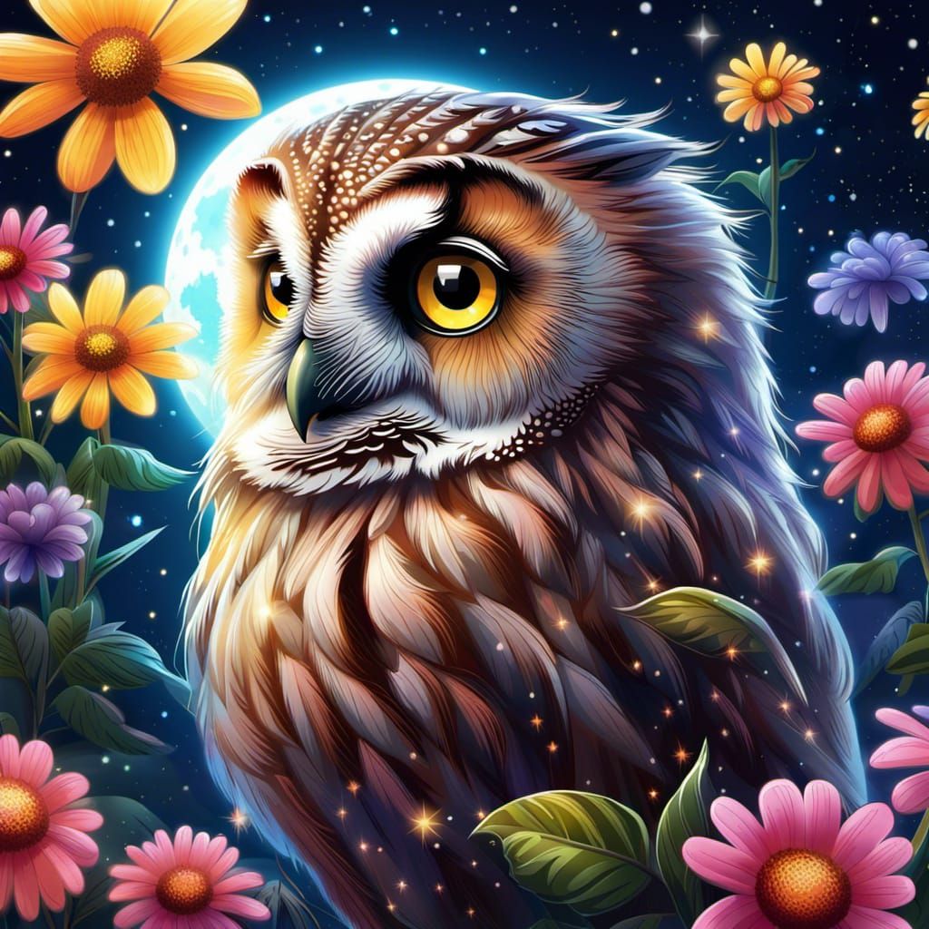 Summer Owl By Moonlight