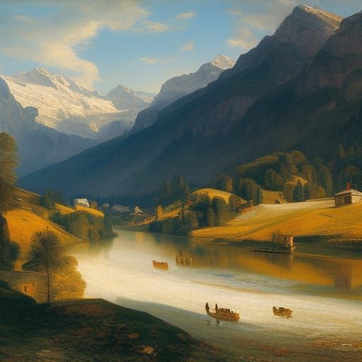 Jungfrau Mountain Winter Landscape: Digital Art