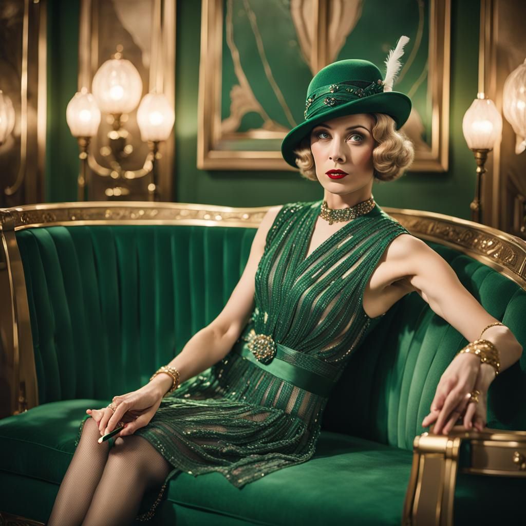 1920s Woman in Art Deco Costume Film Still