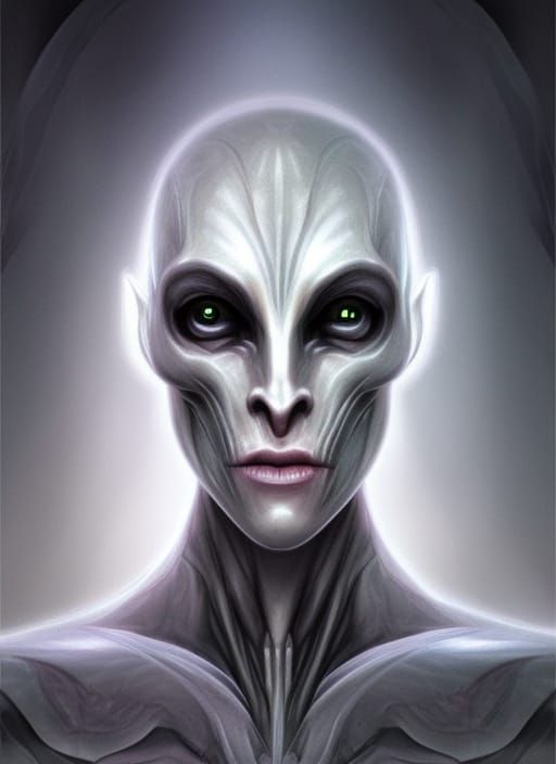 Fantasy Pale Elf Portrait with Alien Features