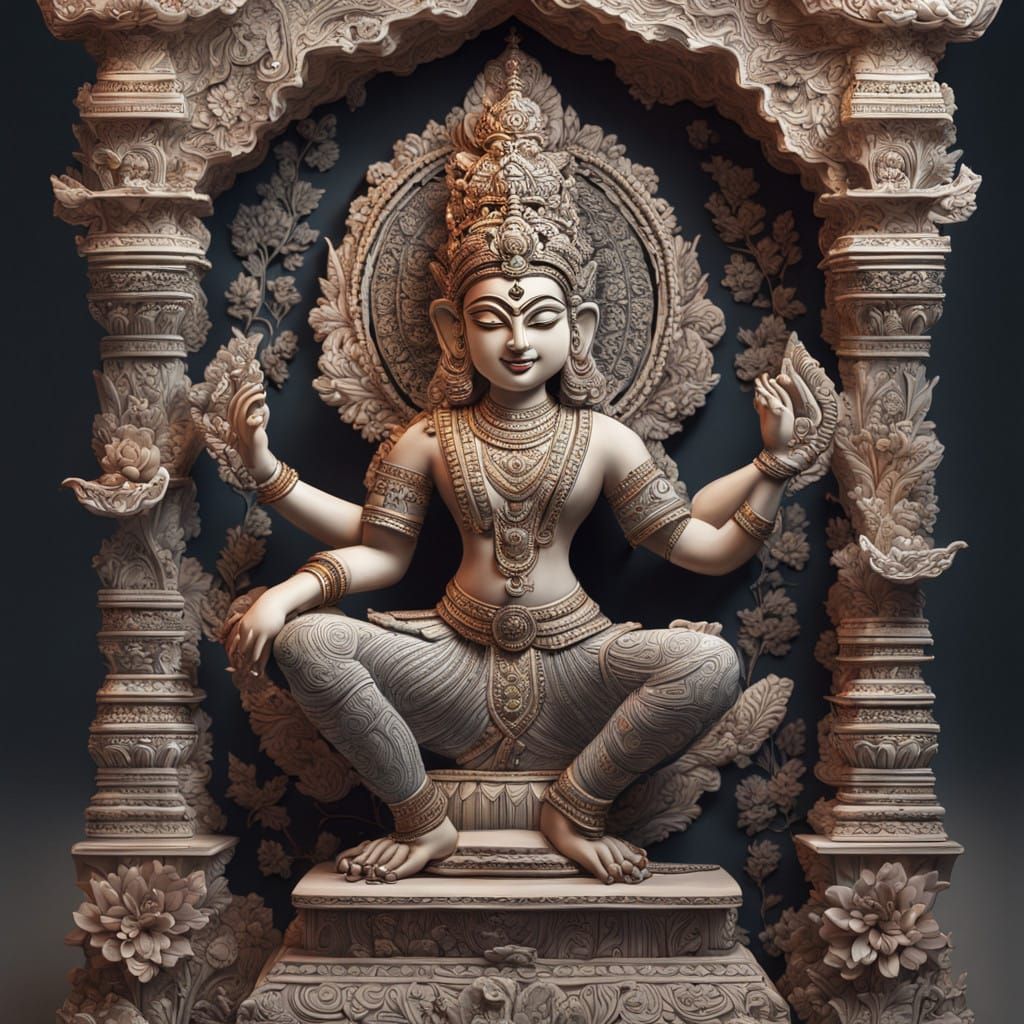 Surreal Kerala Mural Goddess Performs with Vibrant Stringed....