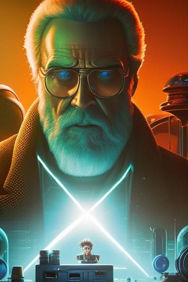 Rick Sanchez Portrait in Sci-Fi Mystic Style