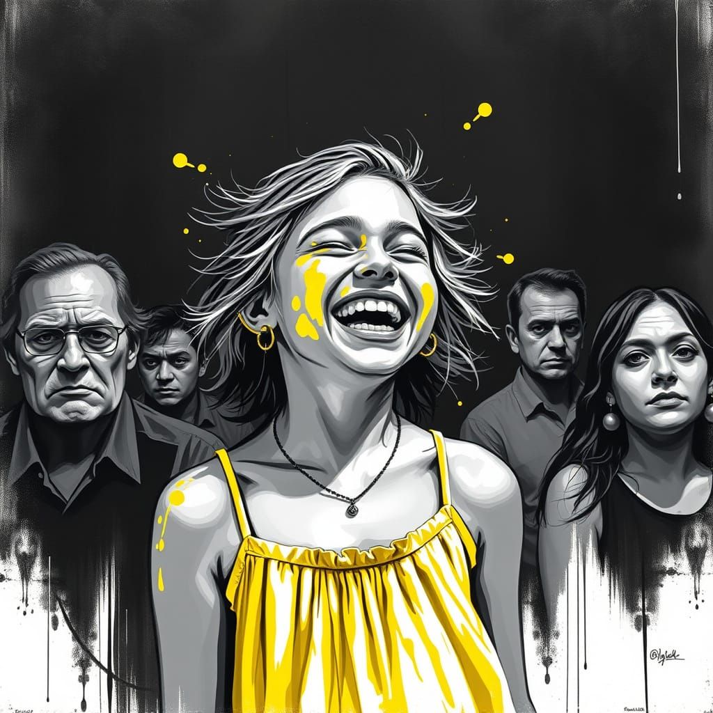 Girl's Laughter Brings Color to Monochrome World