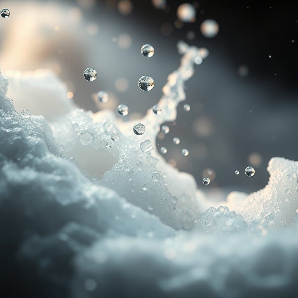 Foamy Water Splashes in Ethereal Light