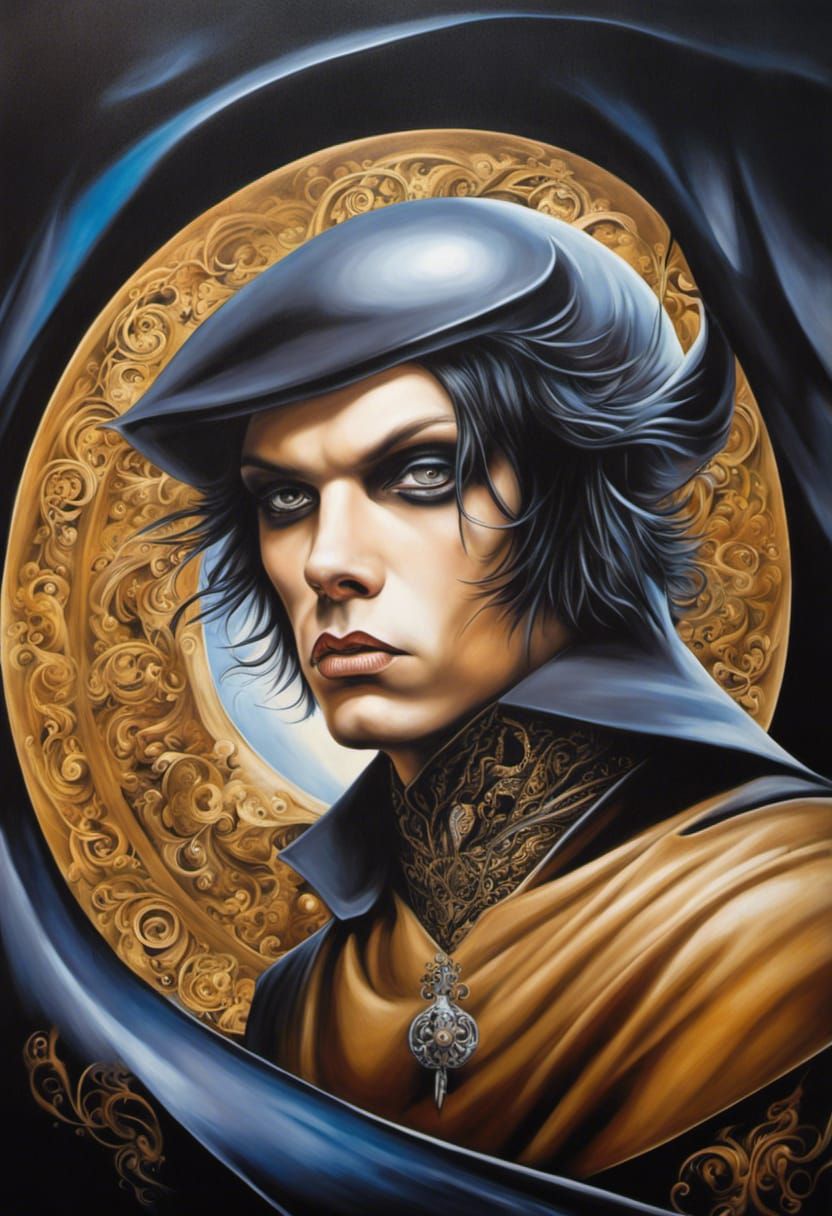 Gothic Emo Figure with Tattoos in Acrylic Style