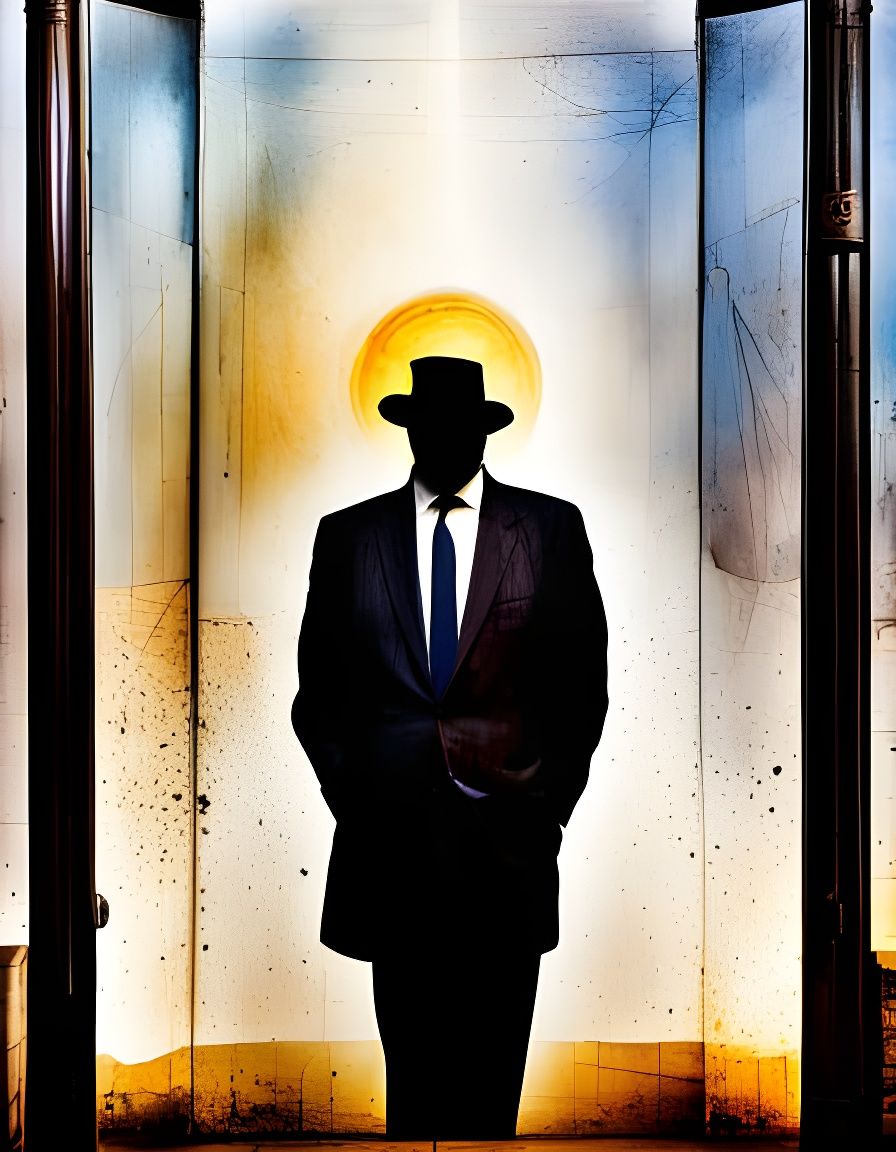 Nightmarish Faceless Figure in Surrealist Mixed-Media Art