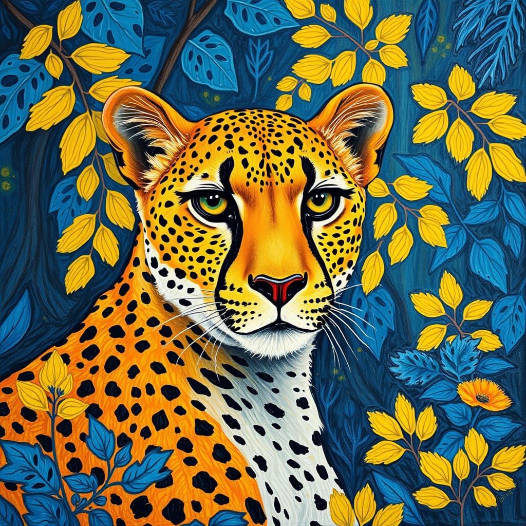 Vibrant Cheetah in Forest Landscape