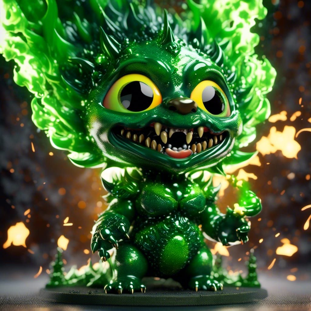 Psychotic Chibi Imp: A Dark Green Ink Fantasy